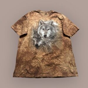 Vintage The Mountain T-shirt Men’s 2XL Brown Short Sleeve Wolves Tie-dye